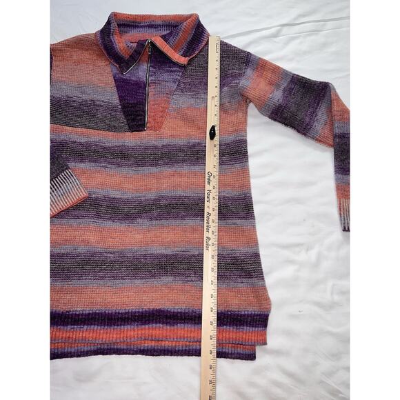 Daily Practice Anthropologie Tunic Sweater Size XS Purple Pink Stripe Soft Cozy - Picture 6 of 13